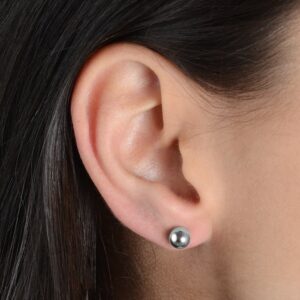 Brinco Prateado de Bolinha Classico